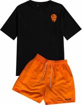 Kit Camisa Relaxado Algodao E Bermuda Tactel Grosso Masculina