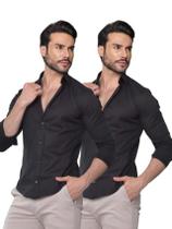 Kit Camisa Social Masculina com Elastano Slim Varias Cores Pronta Entrega Conquest