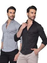 Kit Camisa Social Masculina com Elastano Slim Varias Cores Pronta Entrega Conquest