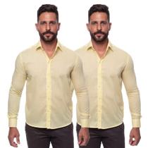 Kit Camisa Social Masculina Manga Longa Slim 2 Cores Iguais