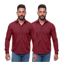 Kit Camisa Social Masculina Manga Longa Slim 2 Cores Iguais