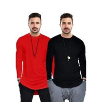 Kit Camisas Bubble Manga Longa Vermelha e Preta Masculina