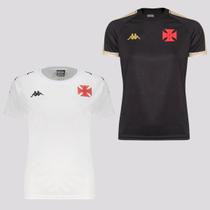 Kit Camisas Kappa Vasco Supporter Feminino Branco e Preto Kit Camisas Kappa Vasco Supporter Feminino Branco e Preto