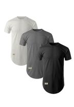 Kit Camisas Longline 100% Algodão Chade 30.1 Preta. Grafite e Branca Kit Camisas Longline 100% Algodão Chade 30.1 Preta. Grafite e Branca