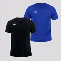 Kit Camisas Umbro e Kappa Azul e Preta Kit Camisas Umbro e Kappa Azul e Preta