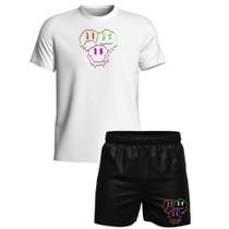 Kit Camiseta 100% Algodão Premium e Short Tactel Com Bolsos