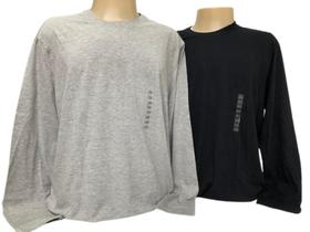 Kit camiseta adulto masculina 026x tam xg - hering 02 pçs manga longa cinza e preta.