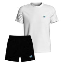 Kit Camiseta Algodão Estampada e Short Tactel Com Bolsos Masculino