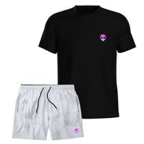 Kit Camiseta Algodão Premium e Short Tactel Com Bolsos