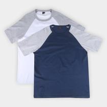 Kit Camiseta Básica Raglan Masculina c/ 2 Peças
