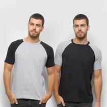 Kit Camiseta Básica Raglan Masculina c/ 2 Peças - Básicos