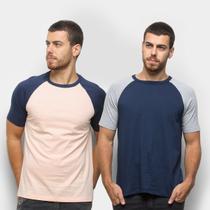 Kit Camiseta Básica Raglan Masculina c/ 2 Peças