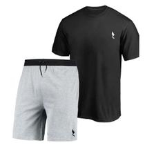 Kit Camiseta + Bermuda Masculina Moletom Conforto Casual