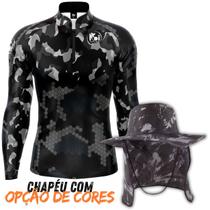 Kit Camiseta Blusa Camisa Chapéu Camisa Blusa Pesca Peixe Perca Agro Esportes Com Zíper Proteção Uv50