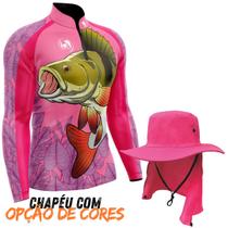 Kit Camiseta Blusa Camisa Chapéu Camisa Blusa Pesca Peixe Perca Agro Esportes Com Zíper Proteção Uv50