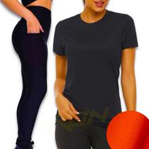 Kit Camiseta Blusinha DRY + Calça BOLSO Leg Legging Academia Corrida Feminina 628