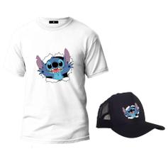Kit Camiseta + Boné Lilo Stitch Edição Limitada Infantil E Adulto