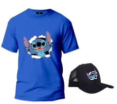 Kit Camiseta + Boné Lilo Stitch Edição Limitada Infantil E Adulto