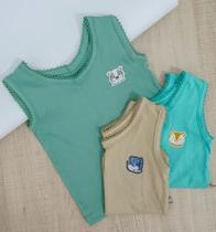 Kit Camiseta Bordada 3 unidades kikarinho Menino Kit Camiseta Bordada 3 unidades kikarinho Menino