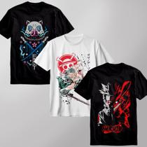 Kit camiseta camisa anime naruto one piece algodão demon slayer manga presente infantil adulto 8-GG