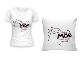 Kit Camiseta + Capa para Almofada Dia Das Mães Presente Homenagem Mulher