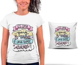 Kit Camiseta + Capa para Almofada Dia Das Mães Presente Melhor AVÓ Homenagem Tema VOVÓ Kit Camiseta + Capa para Almofada Dia Das Mães Presente Melhor AVÓ Homenagem Tema VOVÓ
