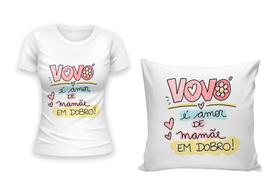 Kit Camiseta + Capa para Almofada Dia Das Mães Tema VOVÓ Presente Homenagem Melhor AVÓ