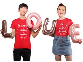 Kit Camiseta Casal Te Amarei de Janeiro Dia dos Namorados Noivos Casados Vermelho