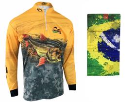 Kit Camiseta de Pesca Faca na Rede CS Dourado 2021 + Bandana Kit Camiseta de Pesca Faca na Rede CS Dourado 2021 + Bandana