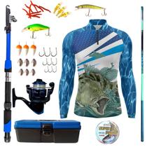 Kit Camiseta De Pesca Mais Artigos De Pesca Isca Molinete