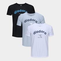 Kit Camiseta Diadora 3 Peças Logo Masculino Kit Camiseta Diadora 3 Peças Logo Masculino