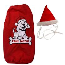 Kit Camiseta Dog E Gorrinho De Natal Para Cães E Gatos - Eg