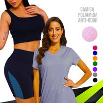 KIT Camiseta DRY FIT POLIAMIDA MALHA FRIA + SHORT Leg Legging REDINHA Suplex Conjunto Fitness 543
