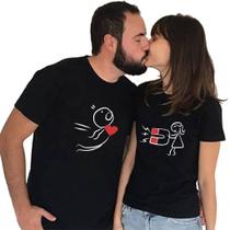 Kit Camiseta e Baby Look Preta Namorados