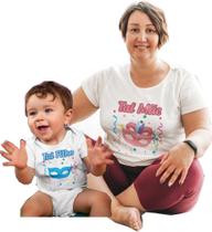 Kit Camiseta e Body do Bebê de Carnaval Tal Mãe Tal Filho Infantil Branca
