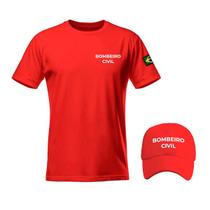 Kit Camiseta E Boné Bombeiro Civil Emergência Bordado
