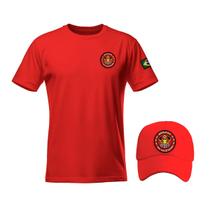 Kit Camiseta E Boné Brigada Incêndio Emergência Bordado