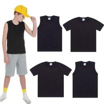 Kit Camiseta e Regata Básica Infanto Juvenil Algodão 4 peças