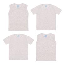Kit Camiseta e Regata Básica Infanto Juvenil Algodão 4 peças Kit Camiseta e Regata Básica Infanto Juvenil Algodão 4 peças