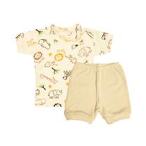 Kit Camiseta e Short de Bebê Menino Menina Algodão 0-9 Meses