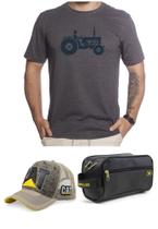 Kit camiseta estampa trator retro + bone trucker cat + necessaire ref.ct01