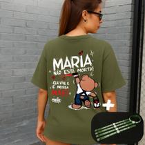 Kit Camiseta Feminina Streetwear Maria Não Está Morta E Pulseira Medalha De São Bento Católica Camis Kit Camiseta Feminina Streetwear Maria Não Está Morta E Pulseira Medalha De São Bento Católica Camis