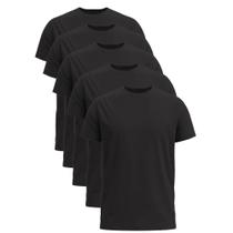 Kit Camiseta Gola Careca Manga Curta Malha PV Anti Pilling Preta - 5 Unidades