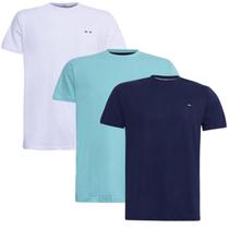 Kit Camiseta Industrie Básica Bordada França Algodão Premium Masculina 3 peças Cores