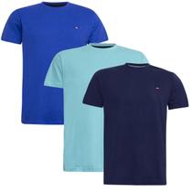 Kit Camiseta Industrie Básica Bordada França Algodão Premium Masculina 3 peças Cores