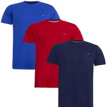 Kit Camiseta Industrie Básica Bordada França Algodão Premium Masculina 3 peças Cores