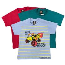 Kit Camiseta Infantil 2 Ao 14 Juvenil Menino 3 Peças Oferta