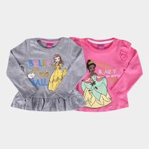 Kit Camiseta Infantil Disney Princesas Bella e Tiana Menina - 2 Peças