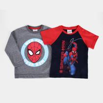 Kit Camiseta Infantil Marvel Meia Malha Homem-Aranha Menino - 2 Peças