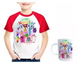Kit Camiseta Infantil Numberblocke Com Caneca Numberblocks